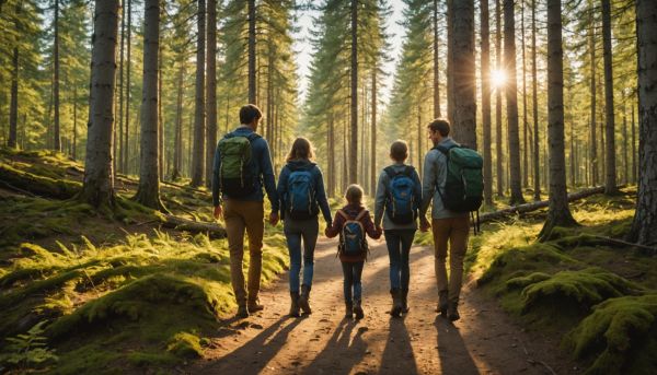 Randonnée en famille sur les pistes forestières